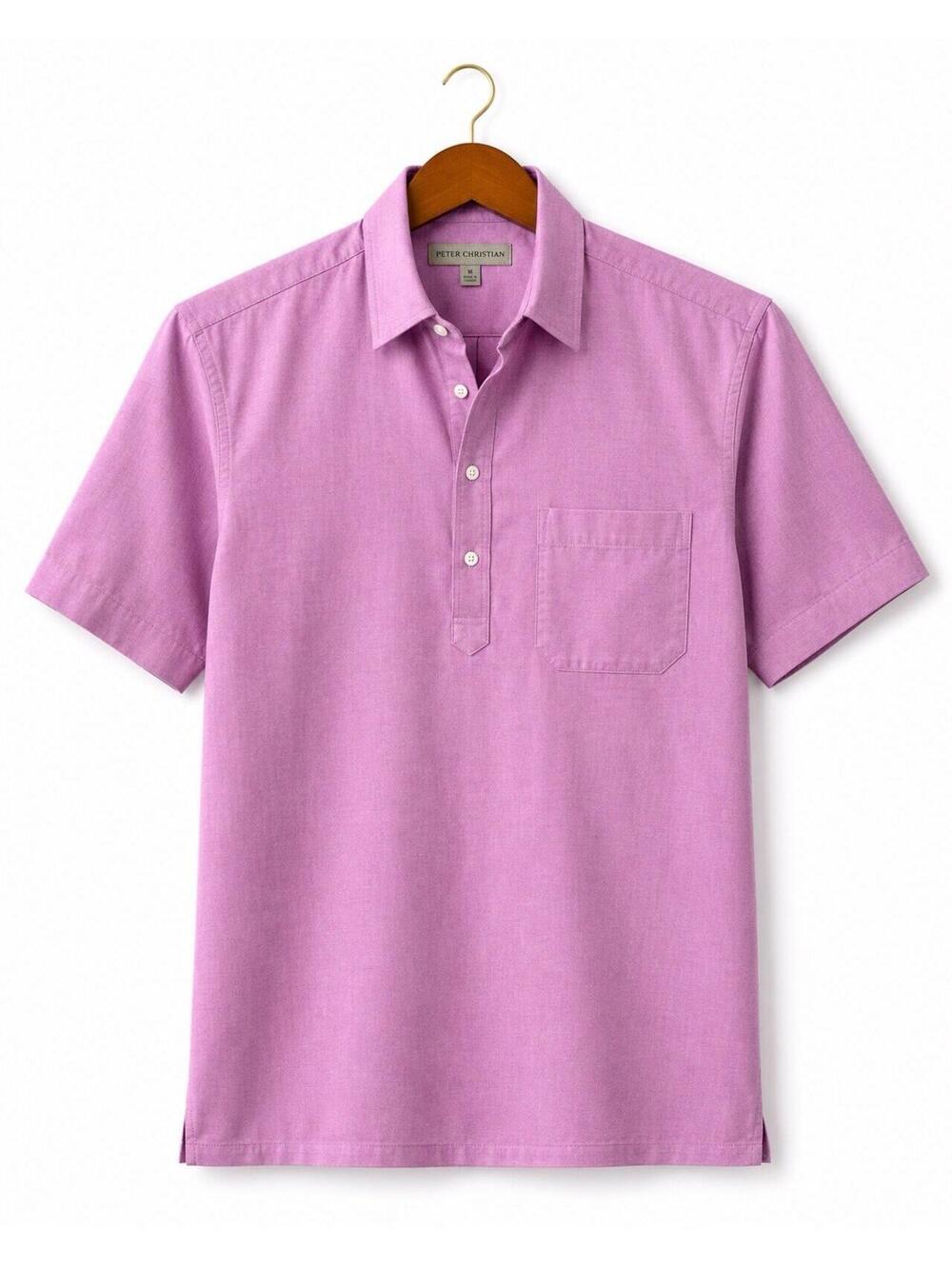 Peter Christian Pink Henley Popover Shirt Mens Medium Preppy Casual
